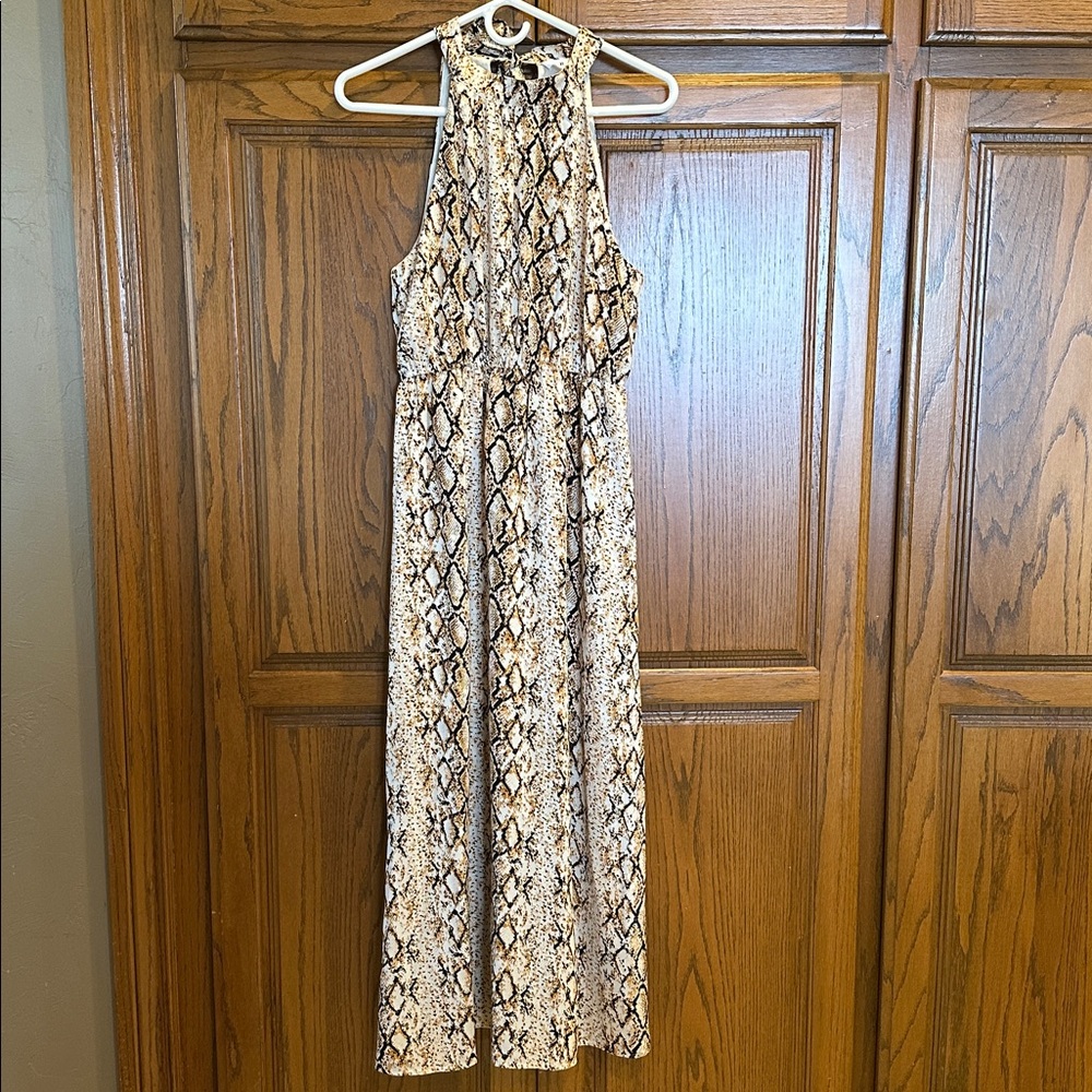 THML snake print halter maxi dress